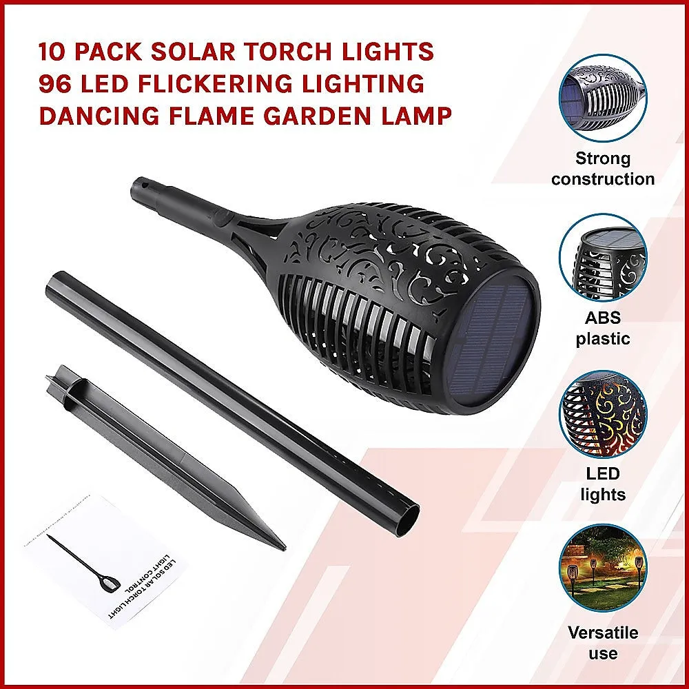 10 Solar Torch Lights, Waterproof, LED Flickering Flame