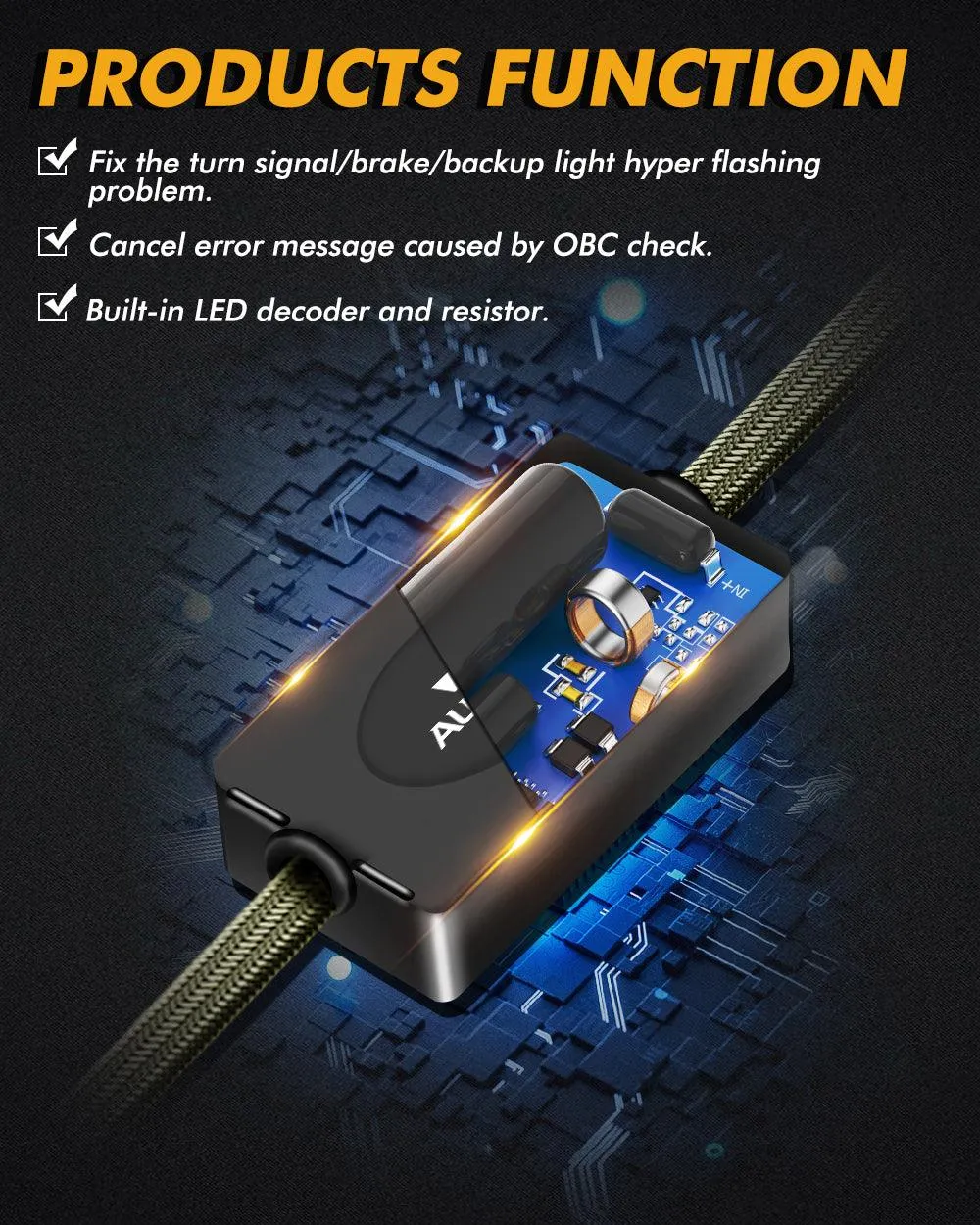 🆕1156 C8-Model Decoder Anti-Flicker CANBUS Resistors Decoder Avoid Fast Hyper Flash Turn Signal Blink Light Dashboard Error Code 2pcs/set