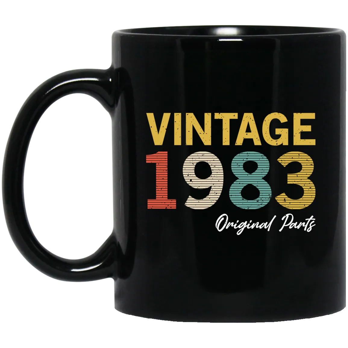 1983 Love Gift, Vintage 1983, 1983 Original Parts, Lover 1983 Gift Black Mug