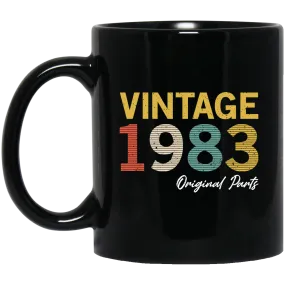 1983 Love Gift, Vintage 1983, 1983 Original Parts, Lover 1983 Gift Black Mug