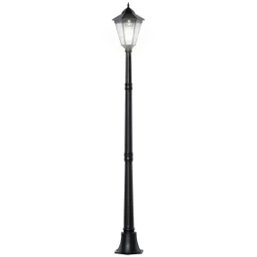 1.9M Garden Lamp Post Light, IP44 Outdoor LED Solar Powered Lantern Lamp with Aluminium Frame for Patio, Pathway and Walkway, Black