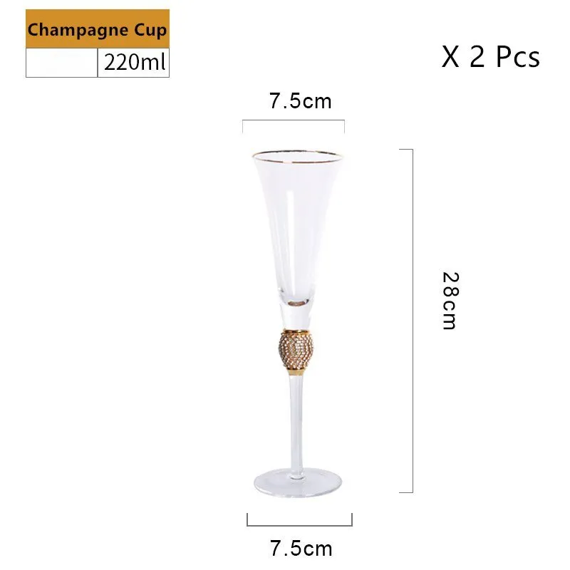 2 Pcs Crystal Diamond Wedding Champagne Glass Cup