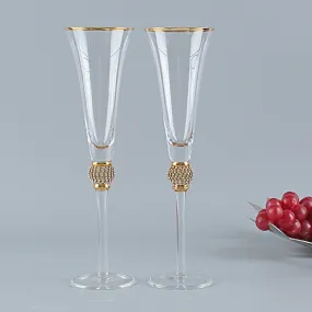 2 Pcs Crystal Diamond Wedding Champagne Glass Cup