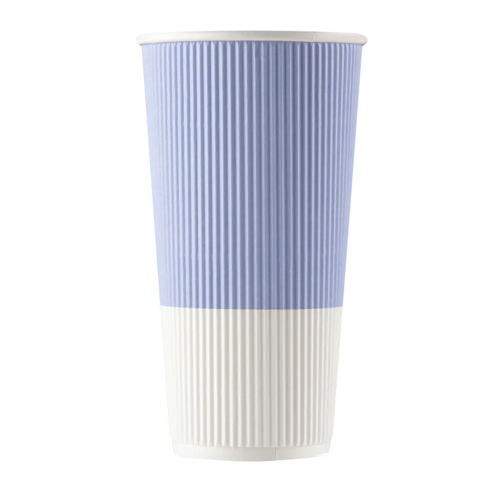 20 oz Light Purple Paper Coffee Cup - Ripple Wall - 3 1/2" x 3 1/2" x 6 1/4" - 10 count box