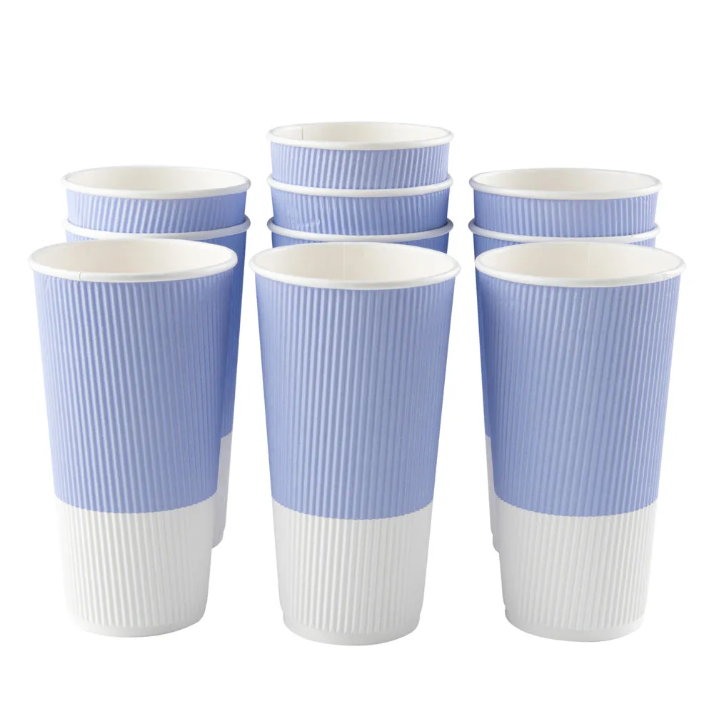 20 oz Light Purple Paper Coffee Cup - Ripple Wall - 3 1/2" x 3 1/2" x 6 1/4" - 10 count box