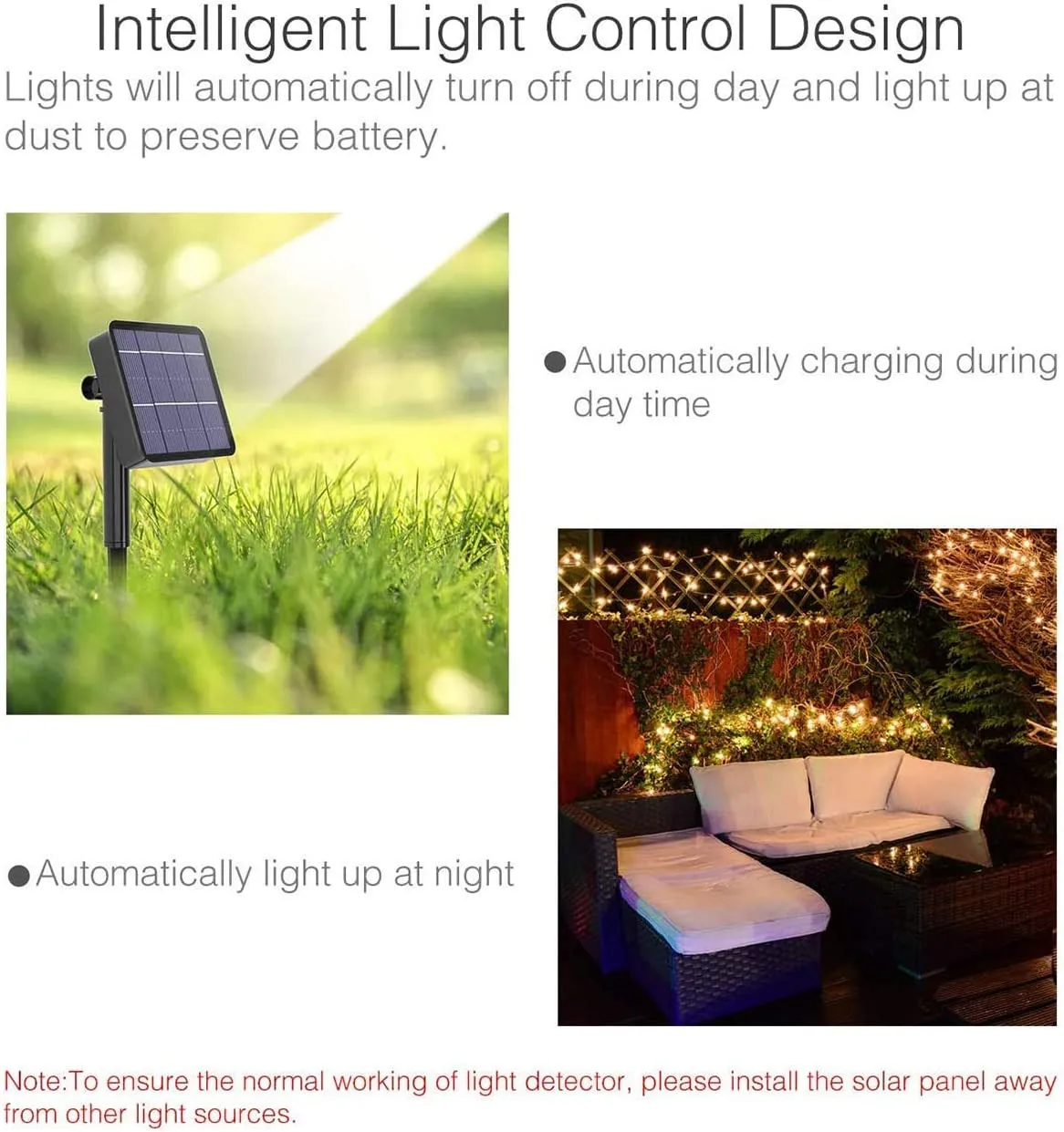 20M Solar LED string Light - Warm White