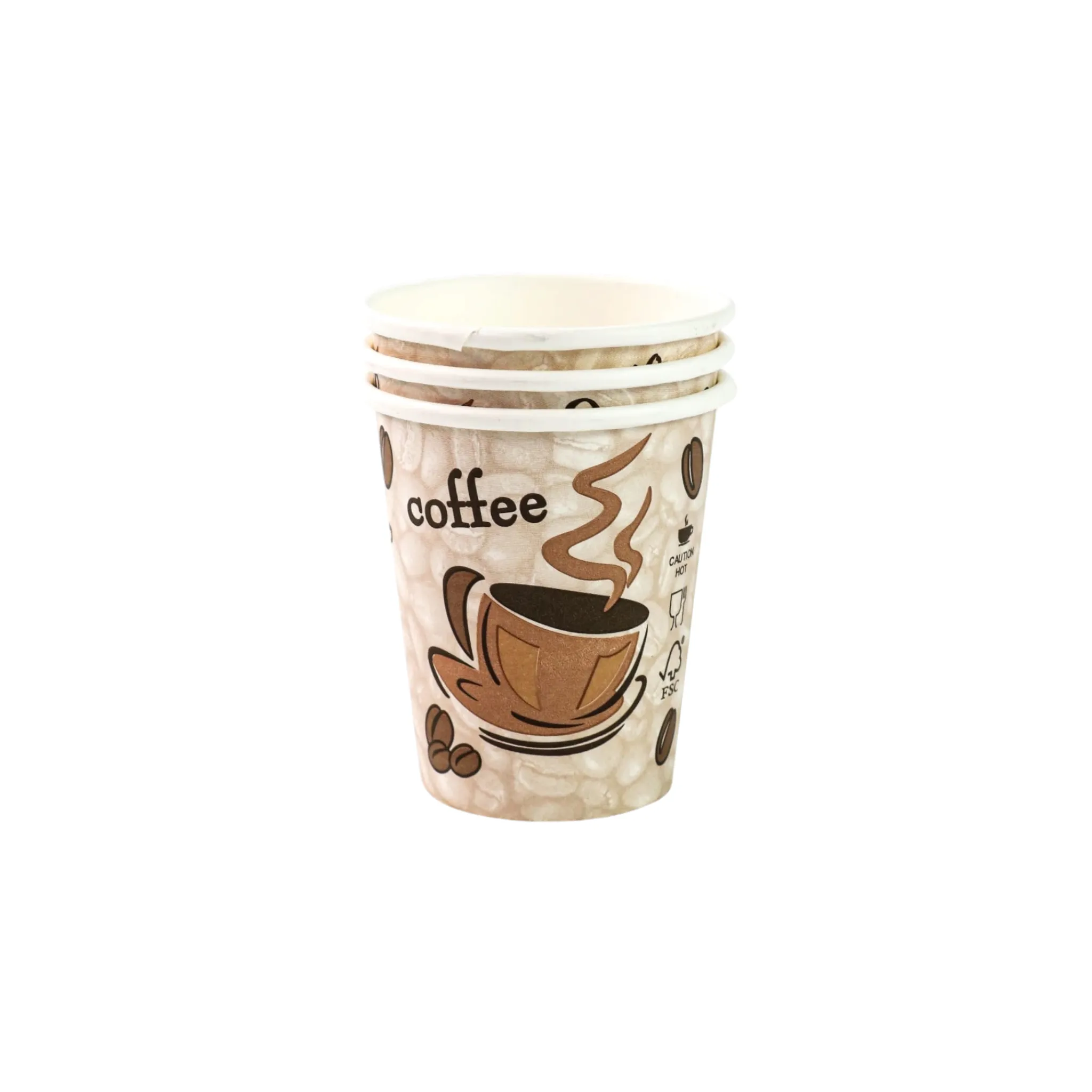 250ml Paper Coffee Cups Single Wall Printed 5pack