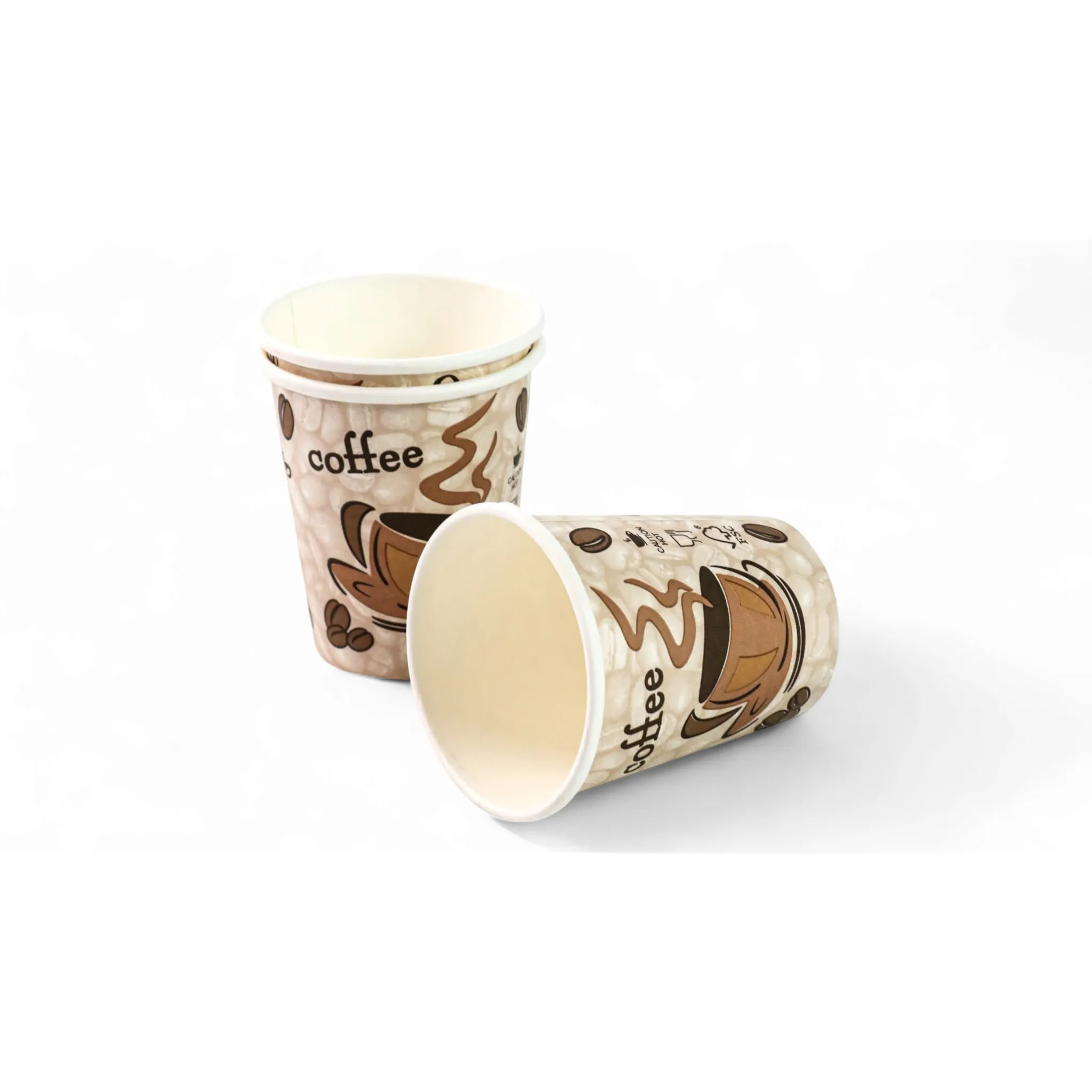 250ml Paper Coffee Cups Single Wall Printed 5pack