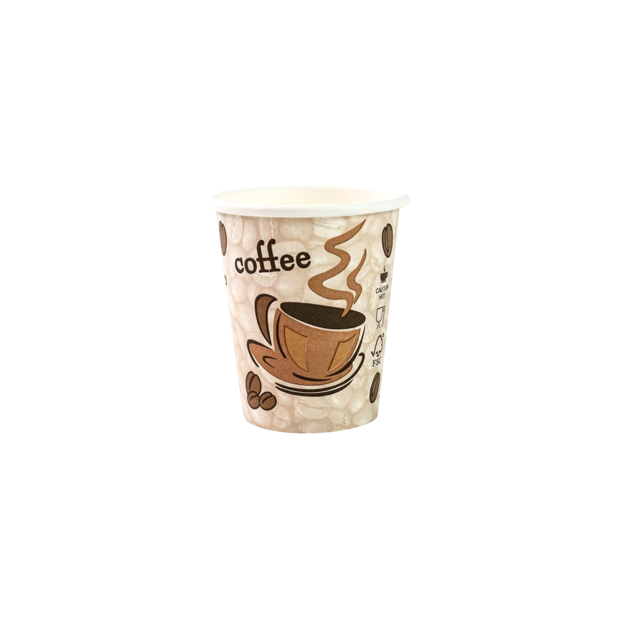 250ml Paper Coffee Cups Single Wall Printed 5pack