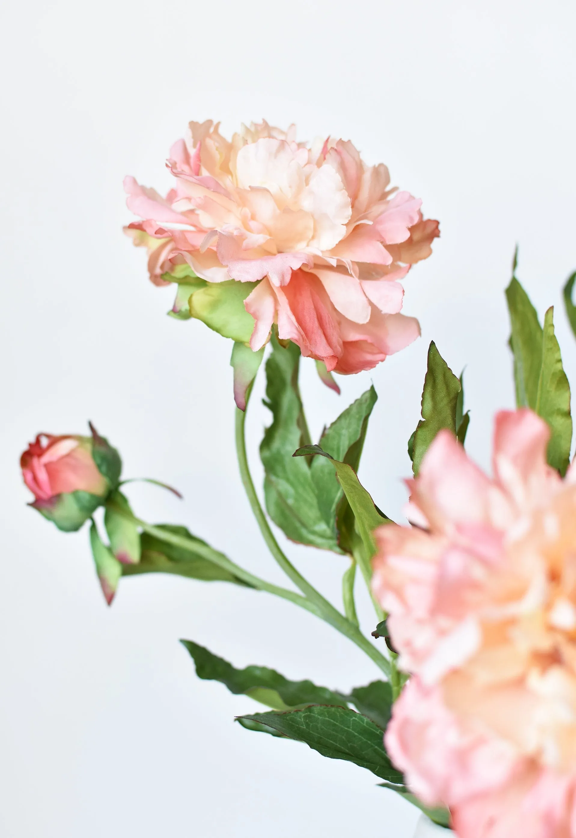 28" Faux Peach Peony Stem