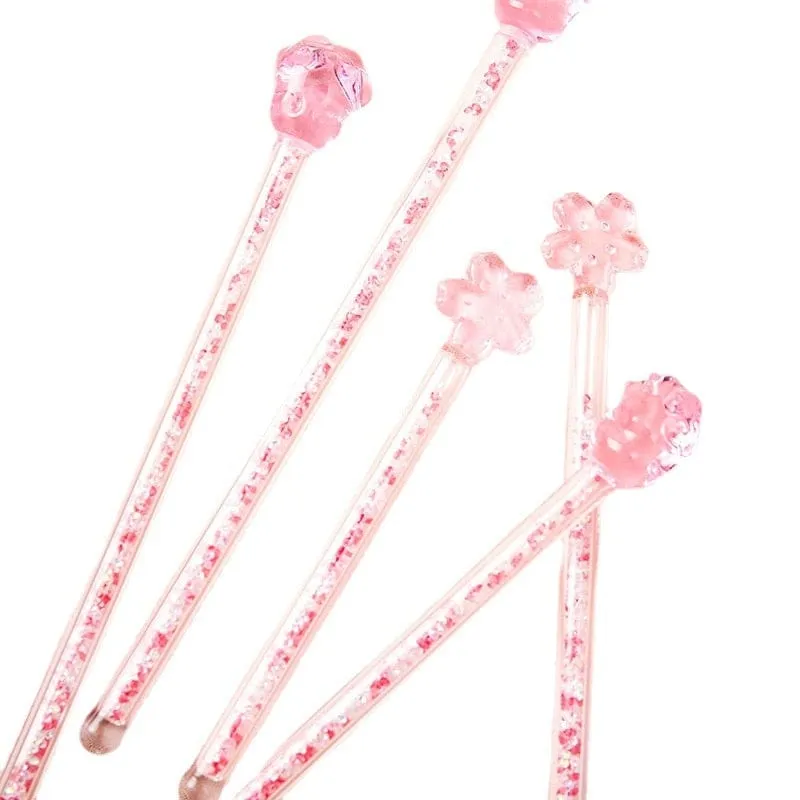 2pcs Kawaii Sakura Glass Coffee Spoon with Bling Sequins