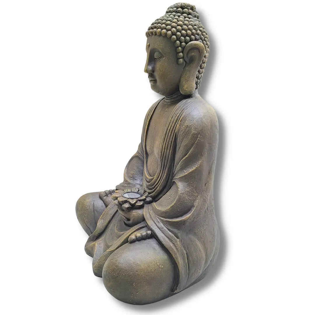 32" High Buddha Solar Sitting Statue