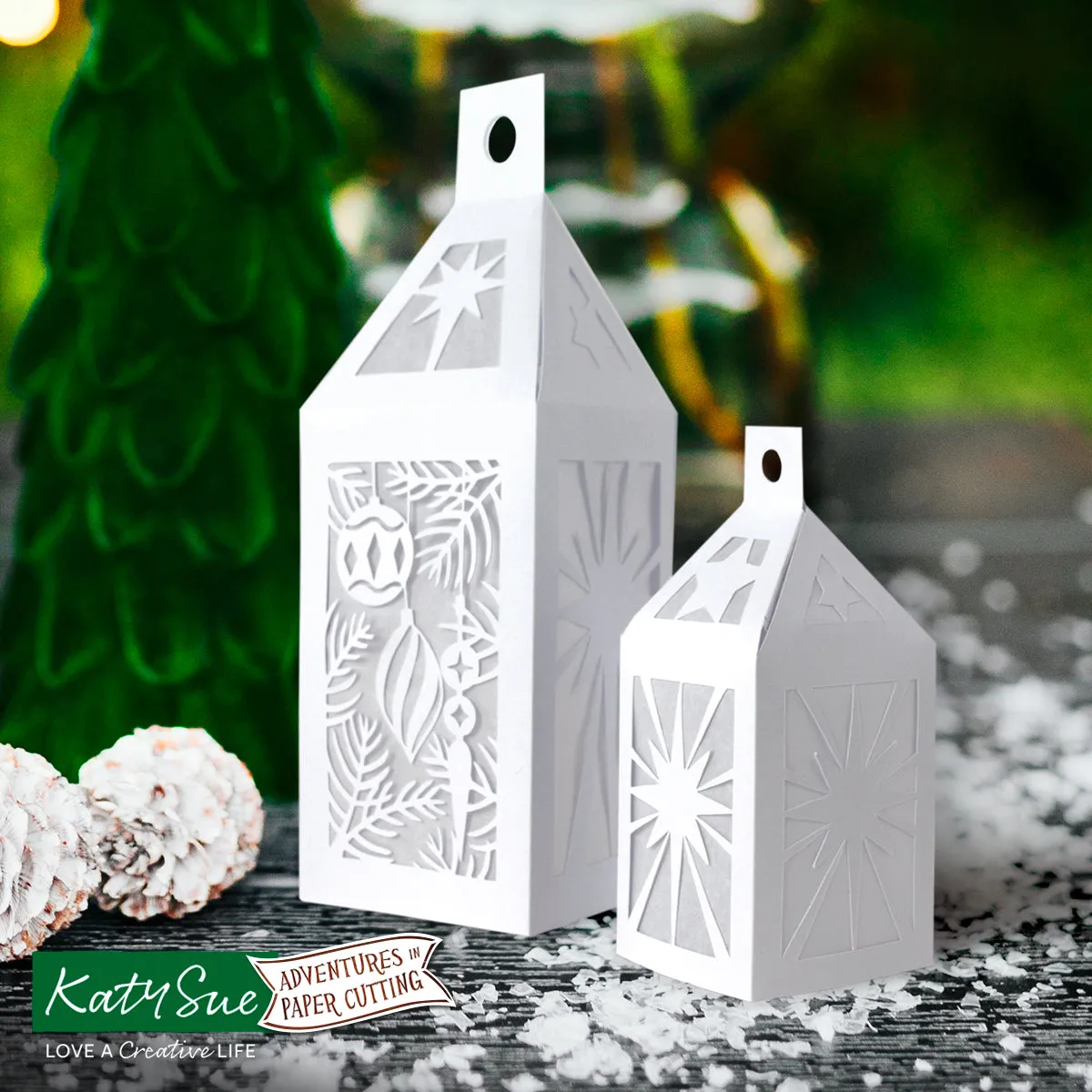 3D Hanging Lanterns Paper Cutting Digital Template