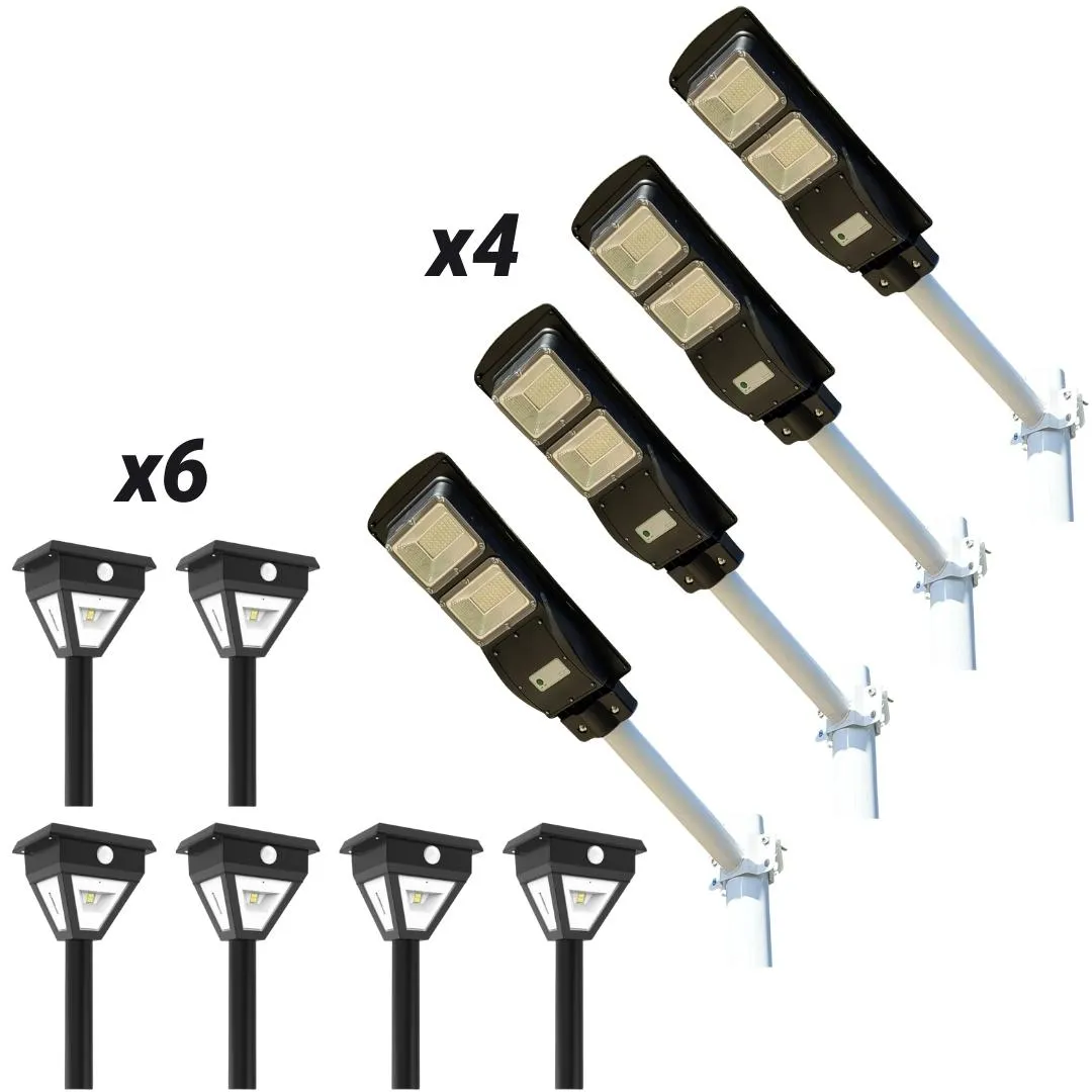 4 60W Solar Street Lights   6 4 LED Solar Lawn Lights