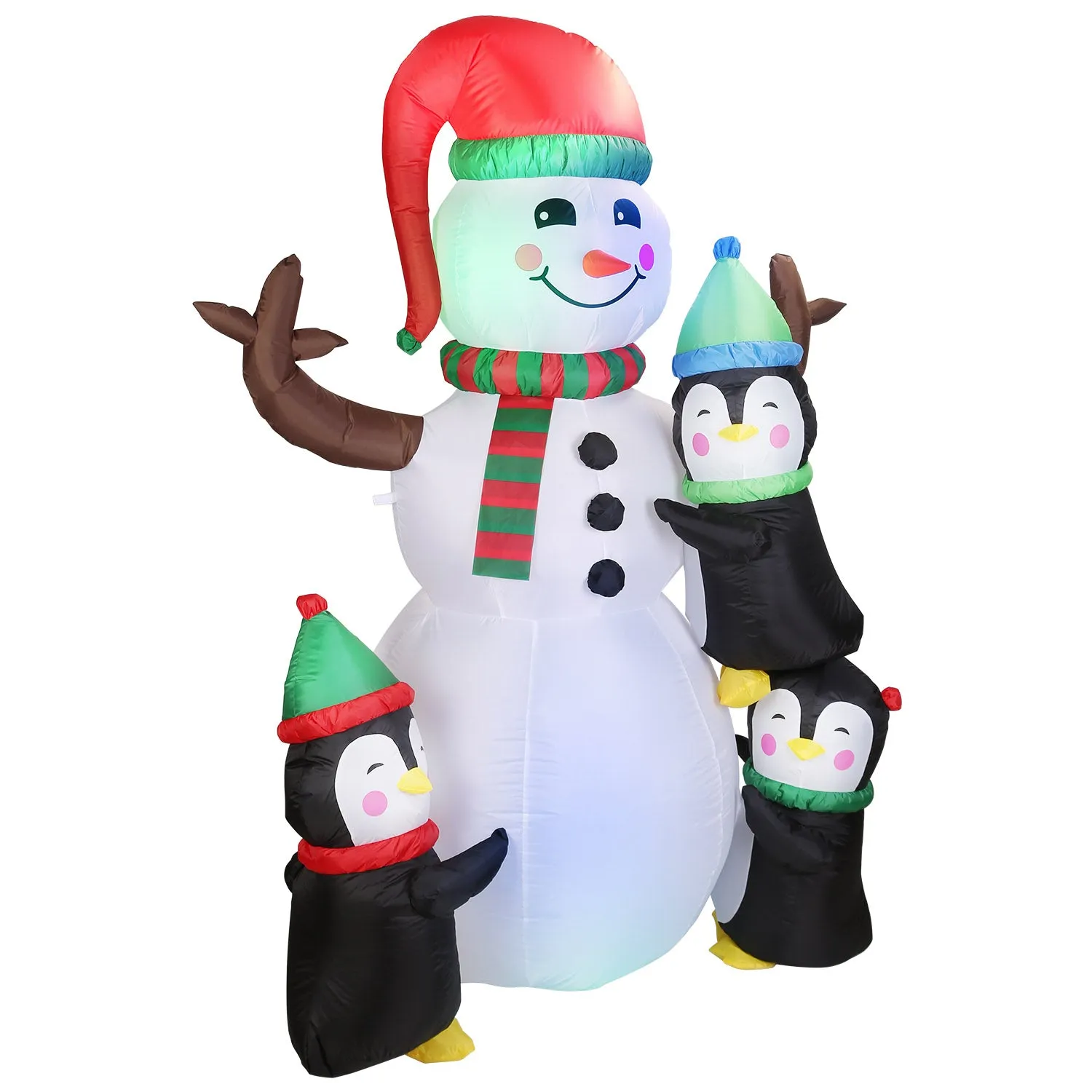 5.9FT Christmas Inflatable Outdoor Decoration Snowman Penguin Blow Up Yard Decoration with LED Light Built-in Air Blower for Winter Holiday Xmas Garde - Multi