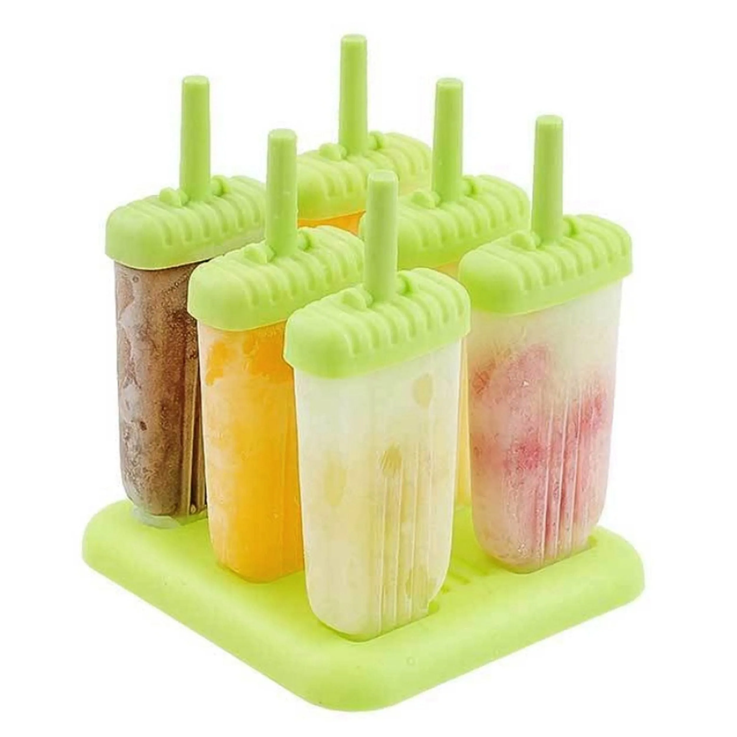 6Pcs Reusable Ice Pop Maker, DIY Ice Cream Bar Mold - Homemade Iced Snacks, Plastic Popsicle Mold