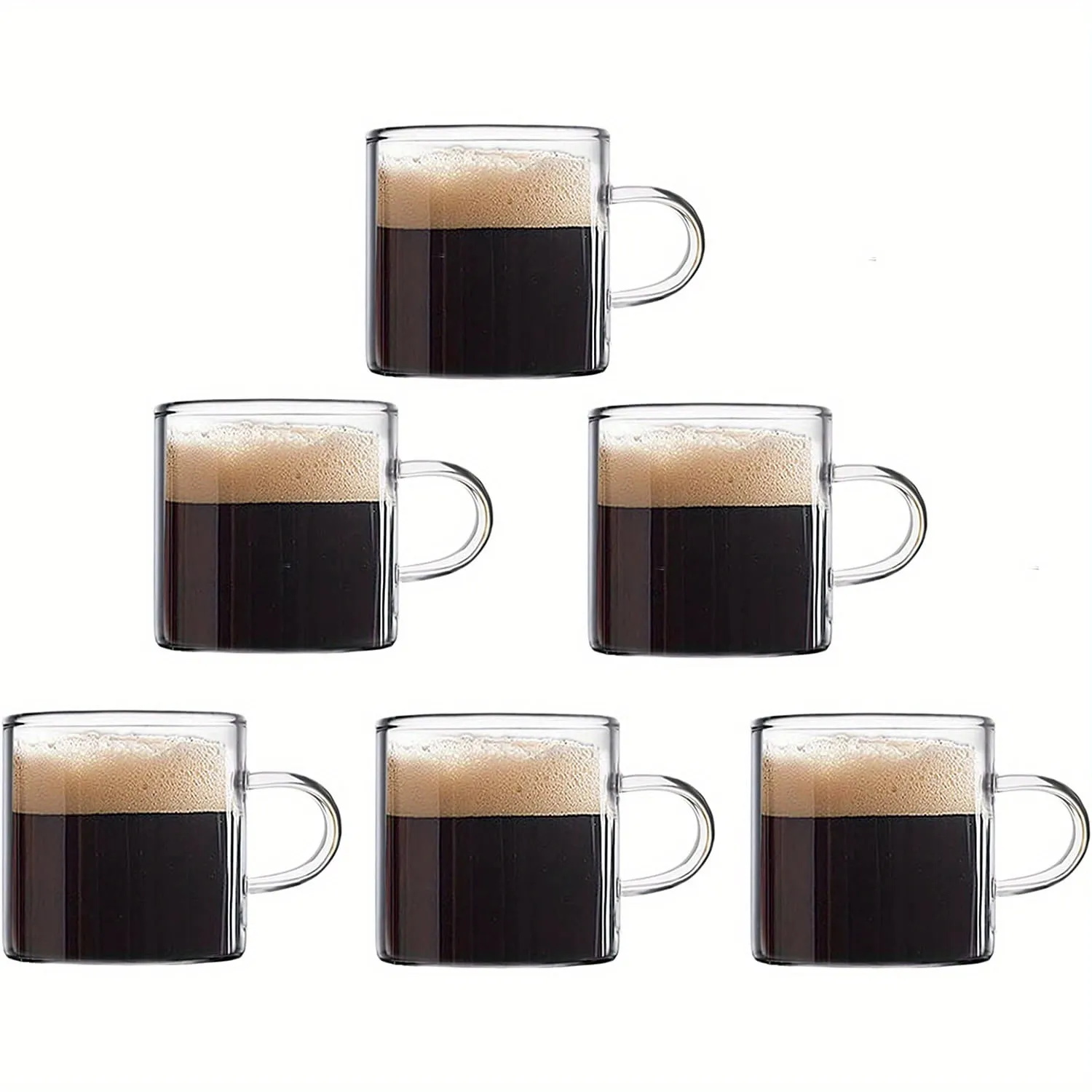 6Piece 4 Oz Glass Espresso Cup Set  Microwave Safe