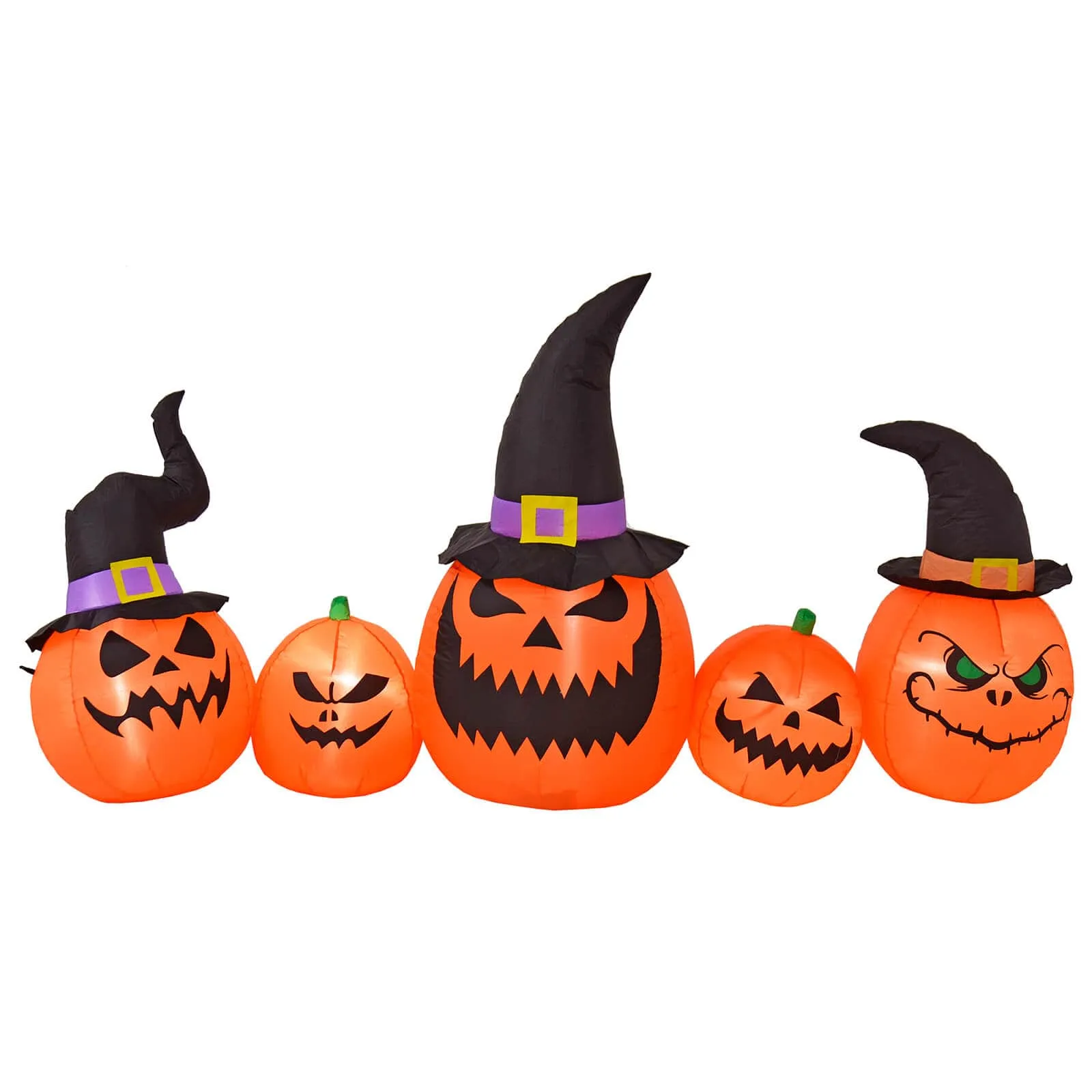 8ft LED Inflatable 5 Evil Pumpkins Witch Hats Halloween Decoration