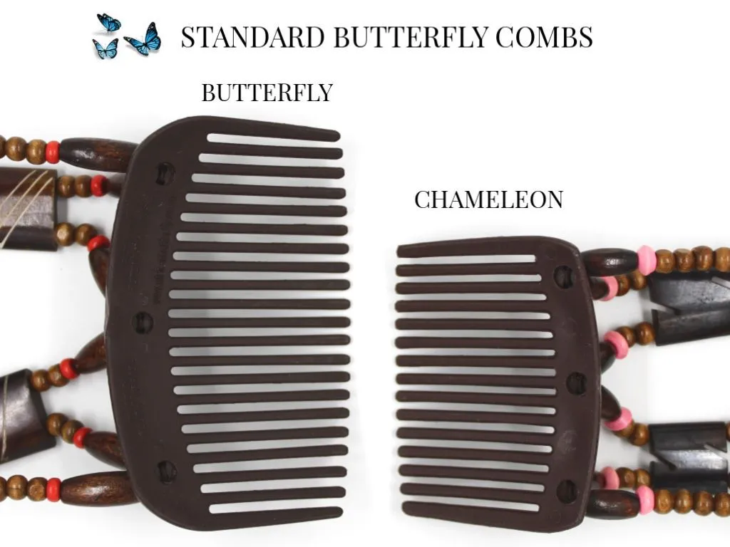 African Butterfly Chameleon Hair Comb - Beada Brown 52