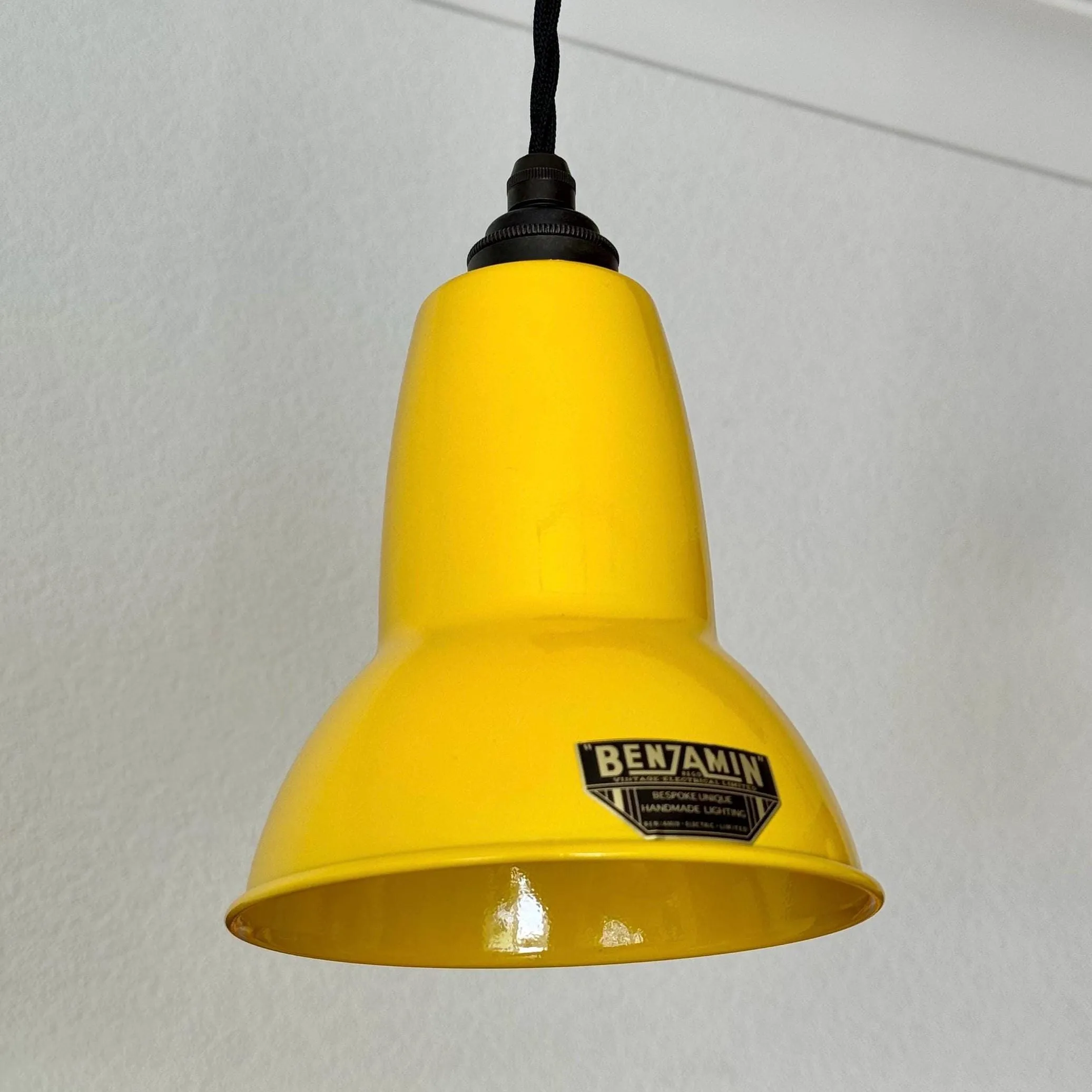 Alby ~ 3 x Summer Yellow Lampshade Pendant Set Wooden Track Light | Dining Room | Kitchen Table