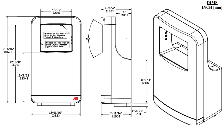 ASI® 20200-1 TRI-Umph™ 120V High Speed Automatic Hand Dryer