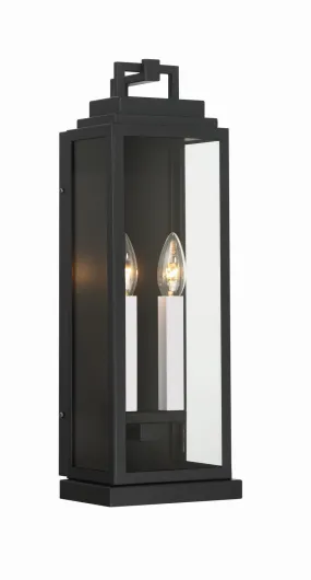 Aspen 2-Light Outdoor Wall Sconce in Matte Black