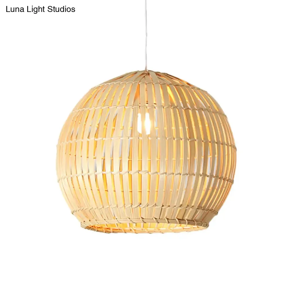 Bamboo Sphere Pendant Lighting Kit - 12"/16"/19.5" Wide Wood Hanging Lamp with 1 Bulb