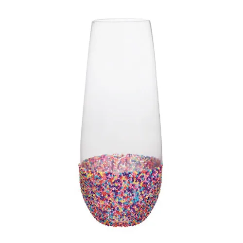 Beaded Stemless Wine Glass