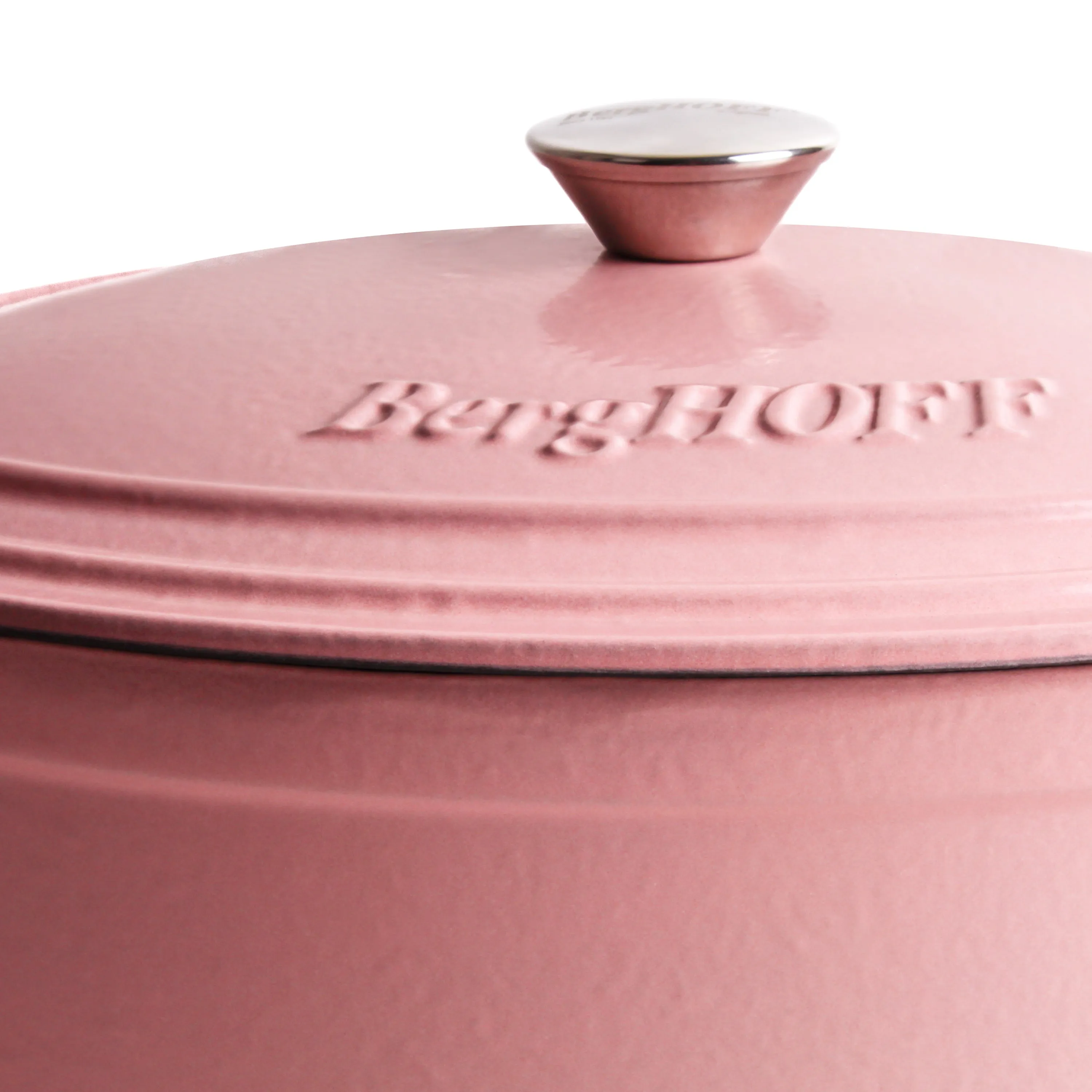 BergHOFF Neo 3pc Cast Iron Cookware Set, Fry Pan & Round Dutch Oven, Pink