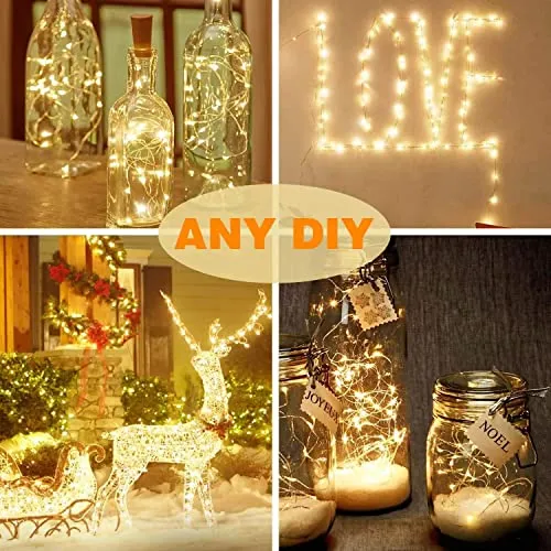 BHCLIGHT Solar String Lights Outdoor, 2-Pack 80FT 200 LED Christmas Lights, Waterproof Copper Wire 8 Modes Solar Fairy Lights for Garden Patio Tree Christmas Party Wedding Decor(Warm White)