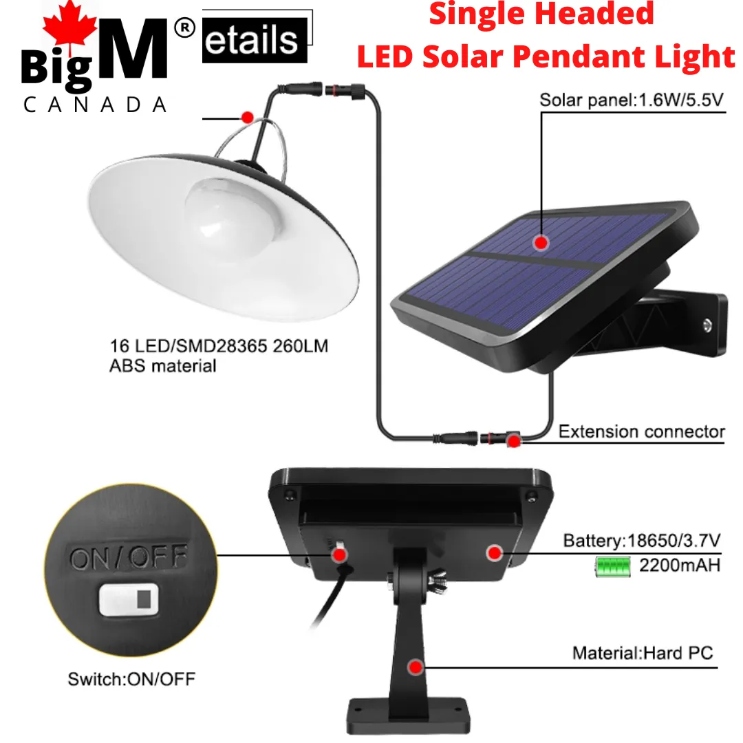 BigM 16 LED Solar Light for Indoor Gazebos Pergolas Sheds Tent Garage