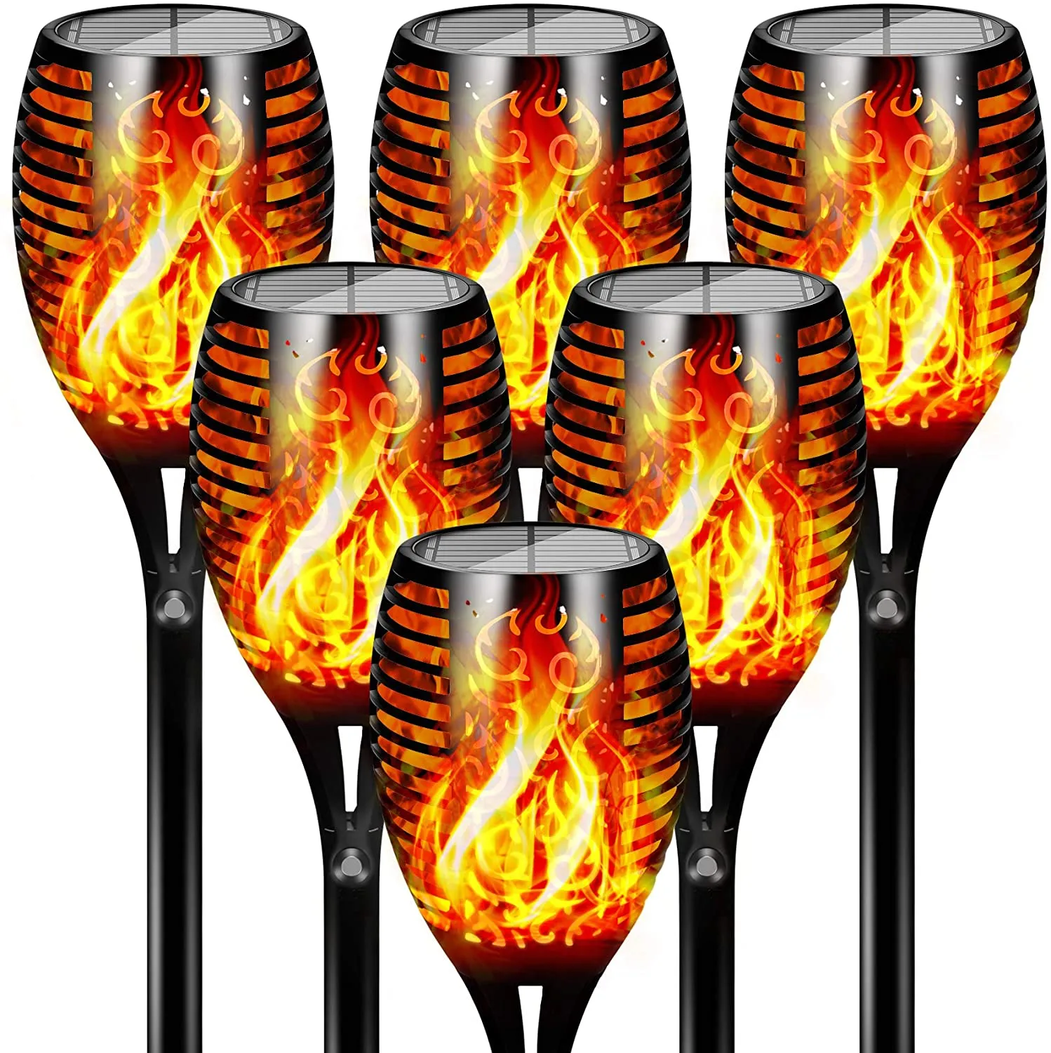 BigM 96 LED Flickering Flame Solar Tiki Torch Lights for Gardens Lawn