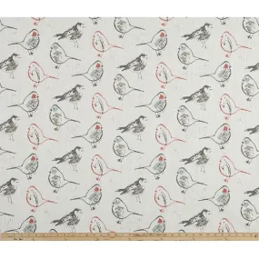 Bird Toile Scarlet Slub Canvas Fabric