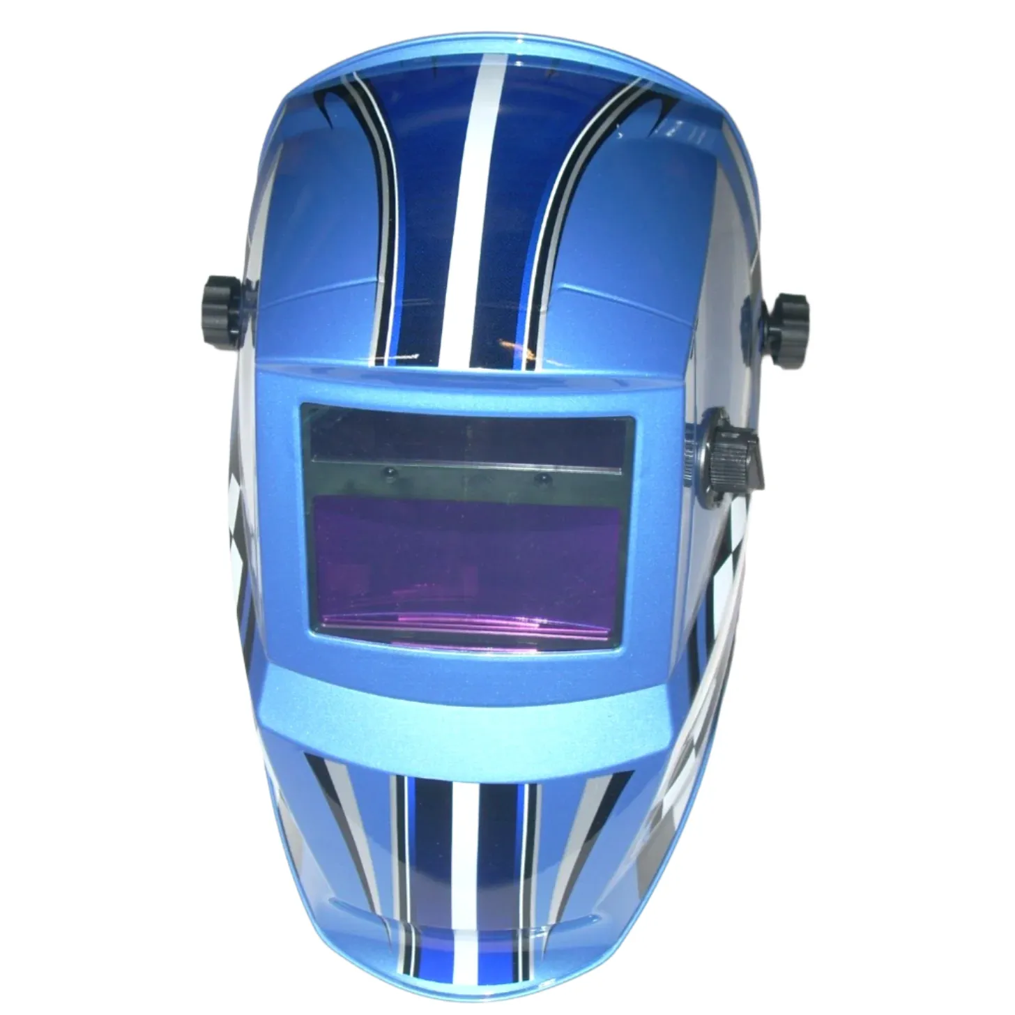 Blue Racing Welding Helmet Auto Darkening Adj Shade 9-13 Solar w 2 Extra Lenses