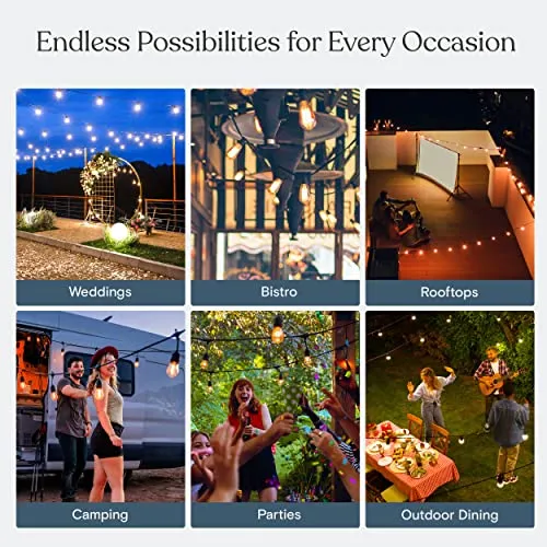 Brightech Ambience Pro Solar Powered Outdoor String Lights, Commercial Grade Waterproof,Shatterproof Patio Lights, 27 Ft Edison Bulbs, 1W LED, Soft White Light