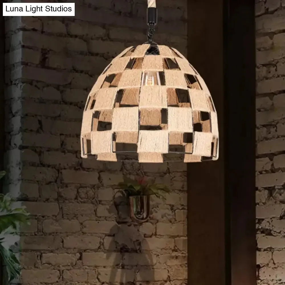 Brown Pinecone Pendant Light with Cottage Hollow Design - Ceiling Suspension Lamp