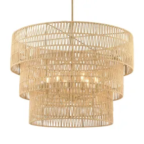 Bungalow Heaven 32 In. 6 Lights Pendant Light Brass Finish