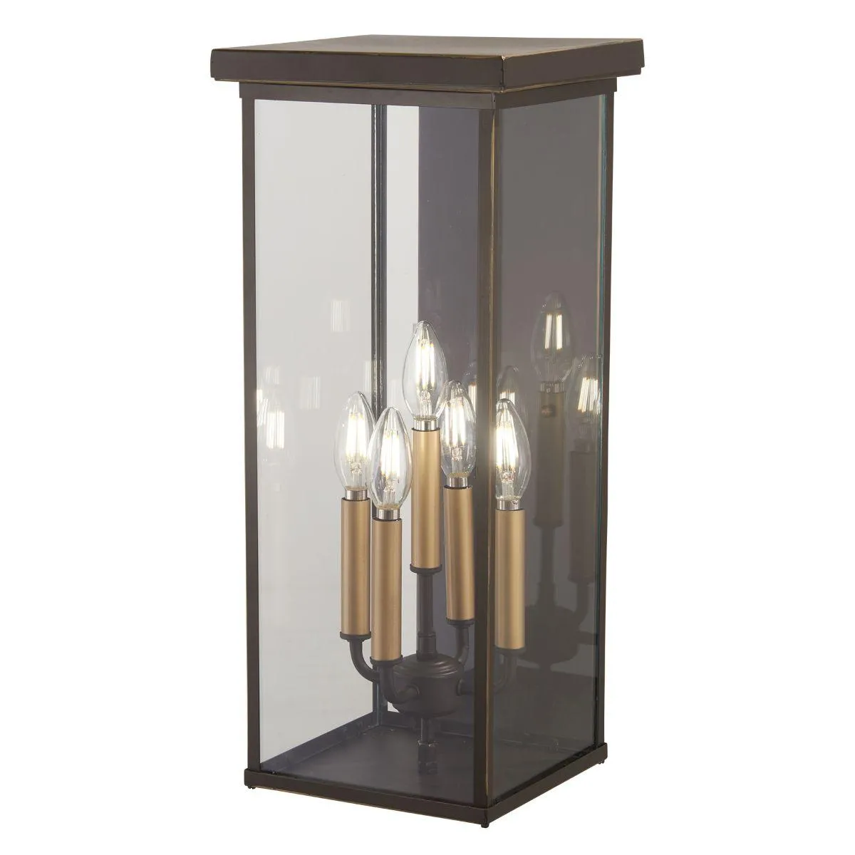 Casway 22 In. 5 Lights Outdoor Wall Lantern Oil Rubbed Bronze & Gold Finish