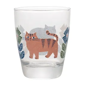 Cat Glass Cup Pink & Navy