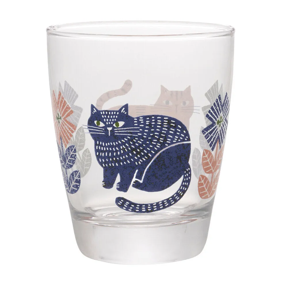 Cat Glass Cup Pink & Navy