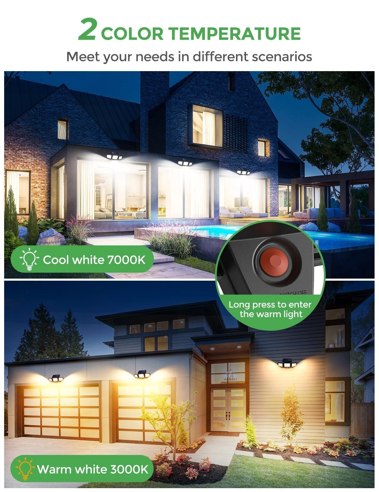 CD305 304 LED Solar Lights Outdoor 2 Pack