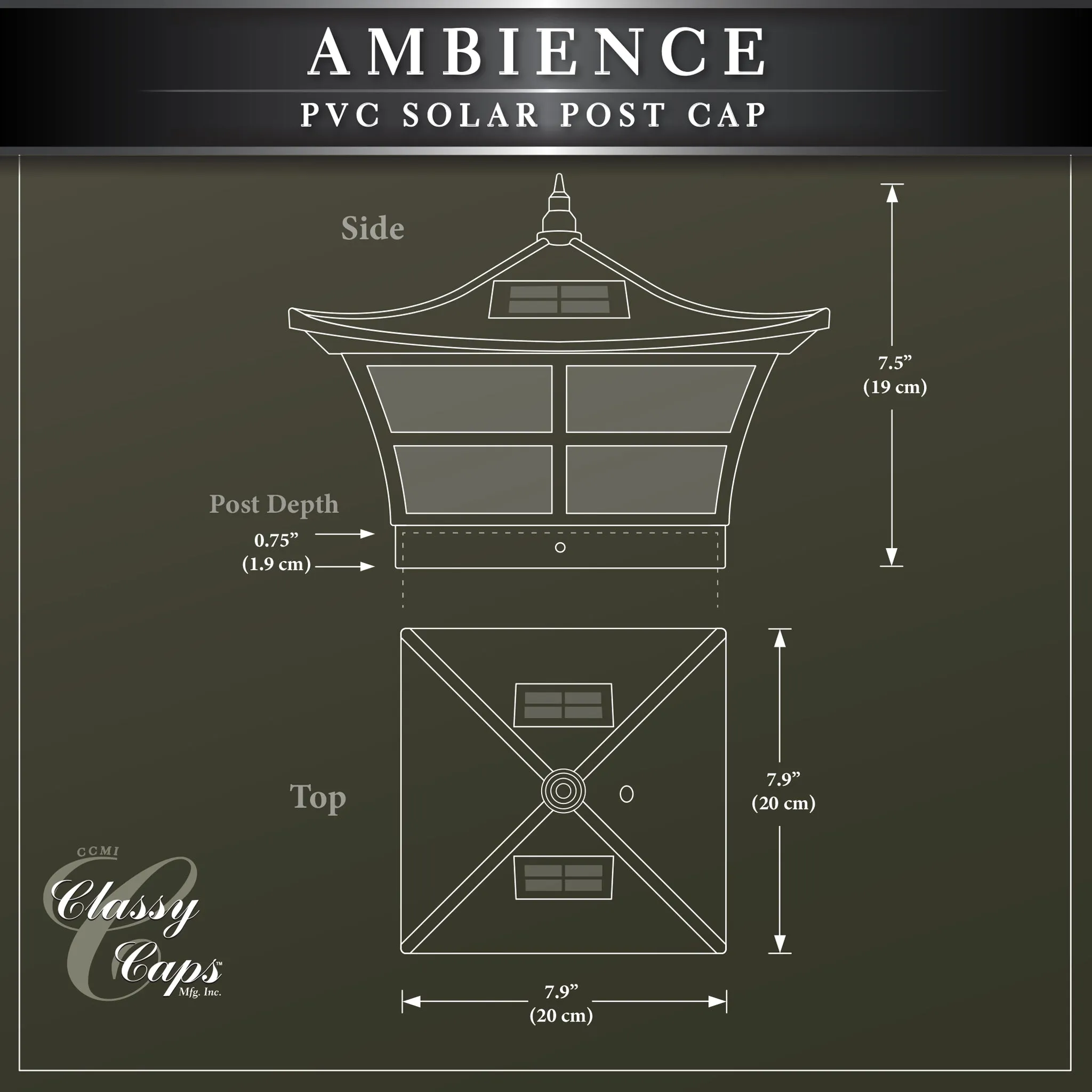 Classy Caps 5X5 White Pvc Ambience Solar Post Cap SLO92