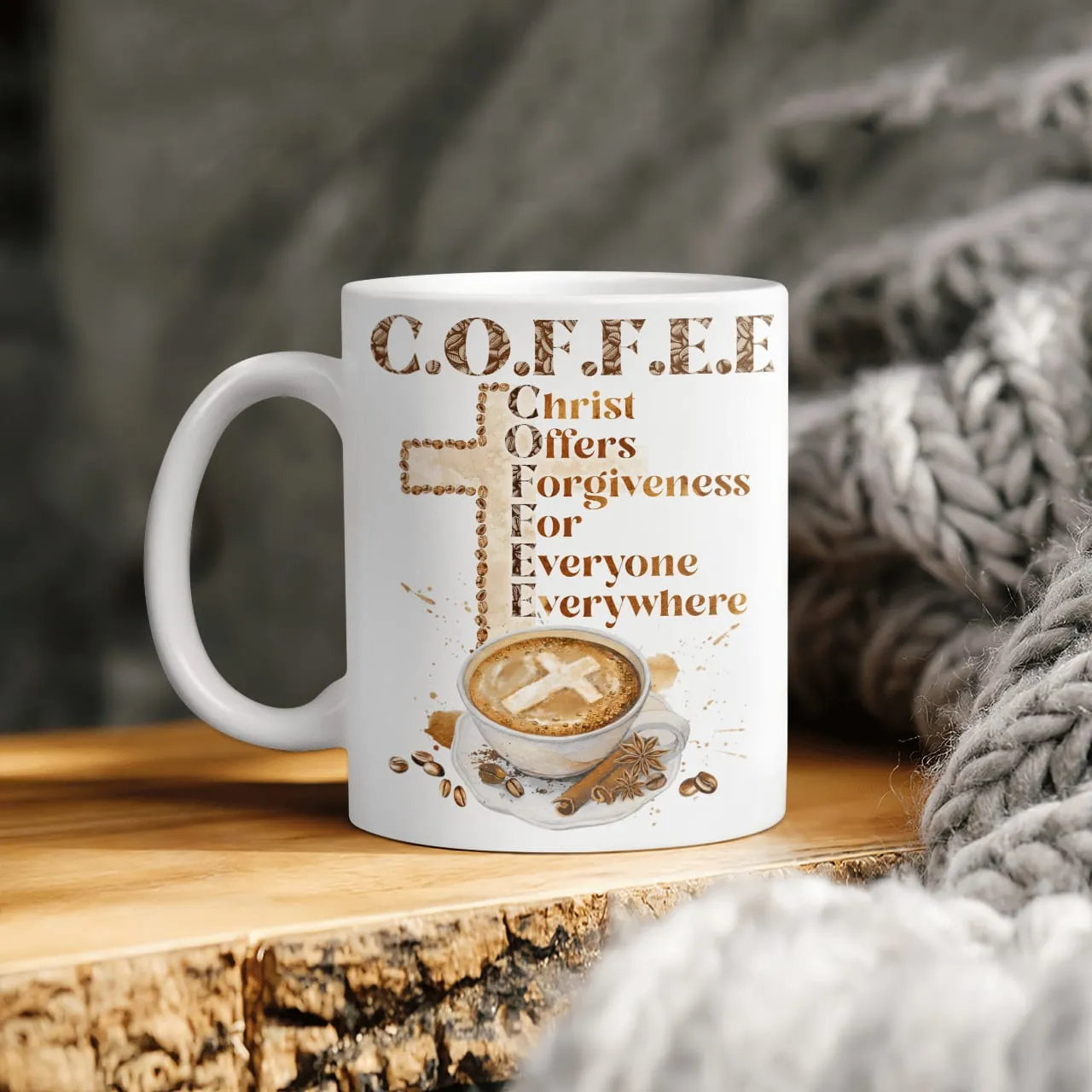 Coffee Christ Offers Forgiveness For Everyone Everywhere Mug, God Mug, Jesus Mug