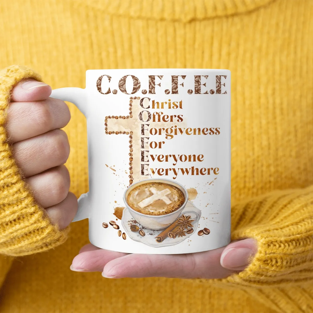 Coffee Christ Offers Forgiveness For Everyone Everywhere Mug, God Mug, Jesus Mug