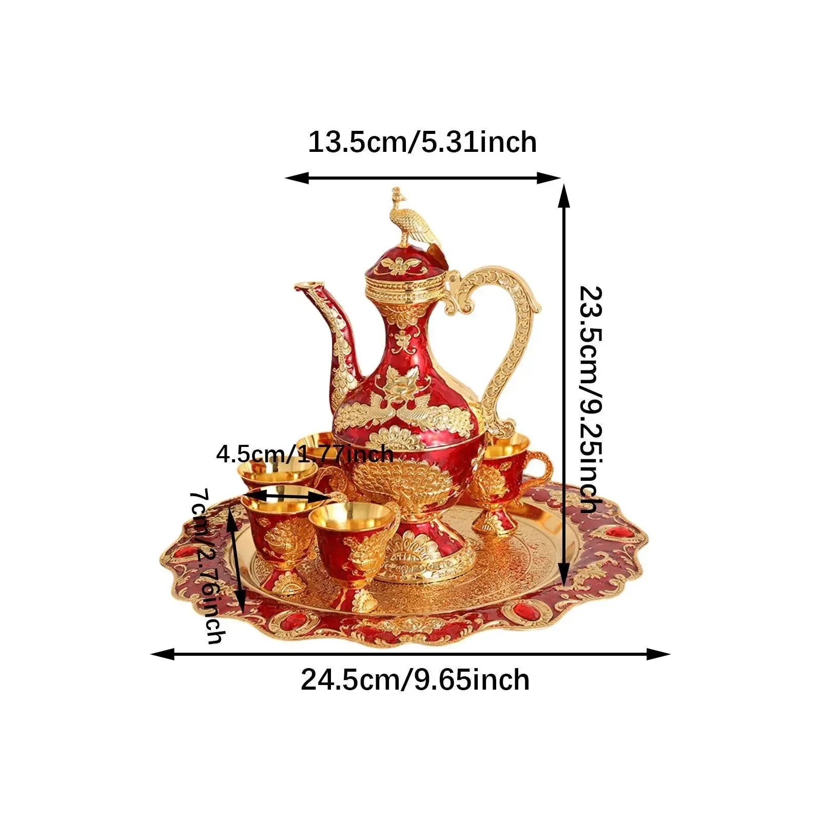 Coffee Pot Set China Coffee Set with Cups and Tray Ornament for Dining Table Bedroom Holiday Living Room Tea Coffee Cappuccino