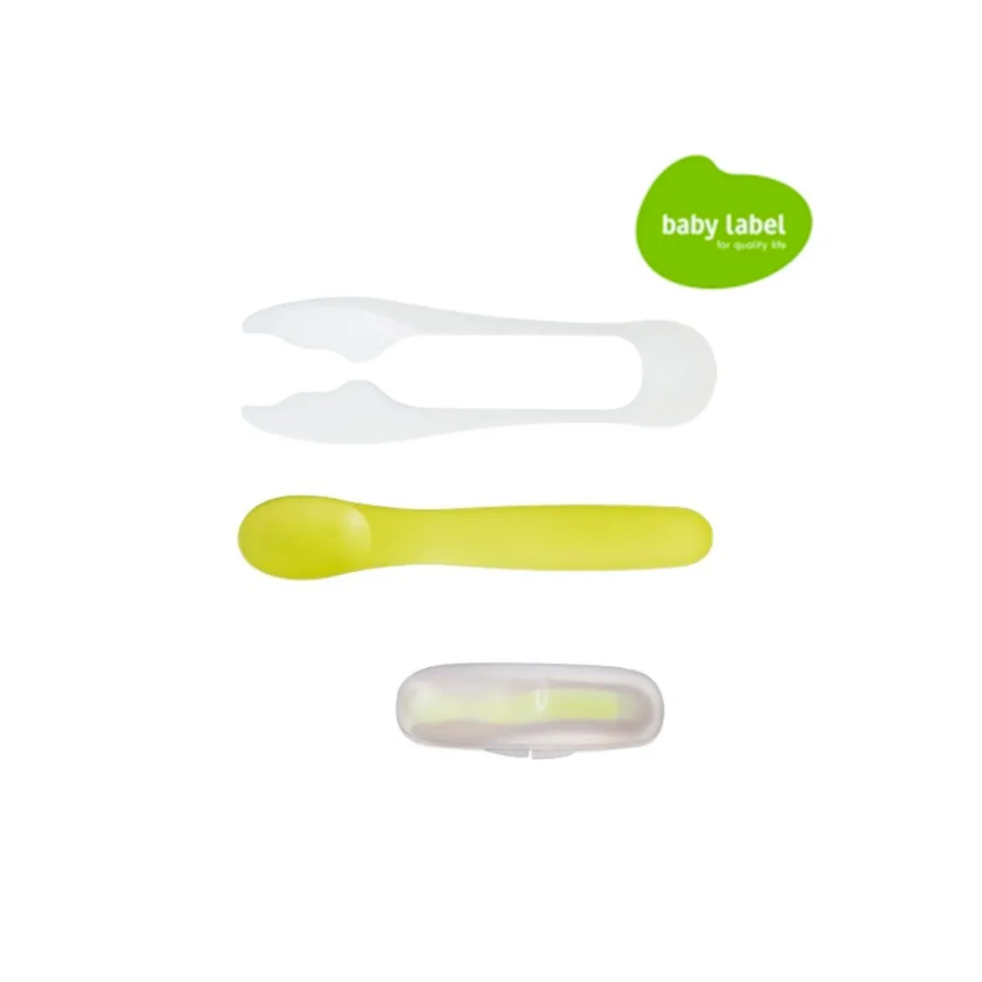 Combi Baby Label Cutter & Spoon Set - Green