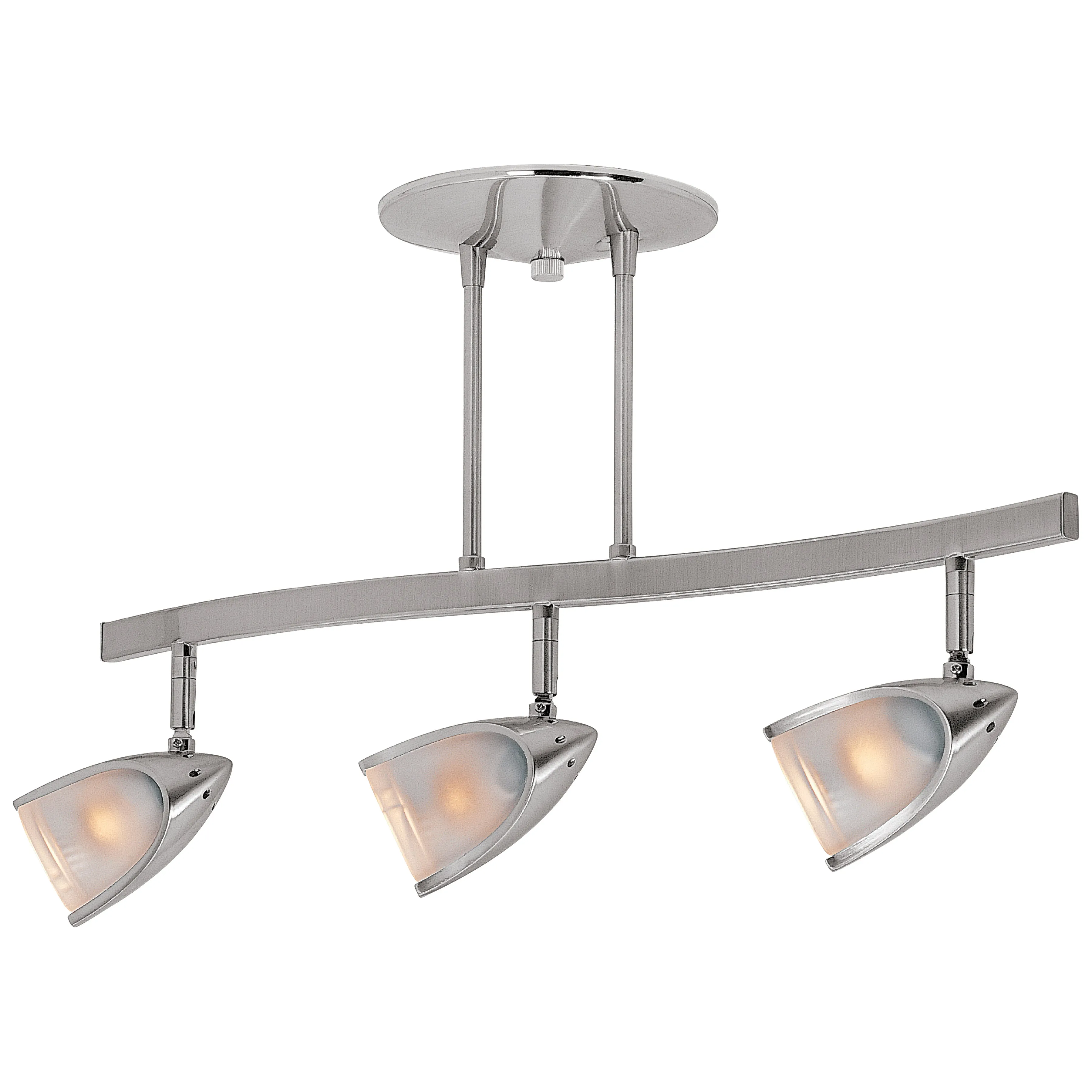 Comet 3 Light Adjustable LED Track Light Fixture, Brushed Steel