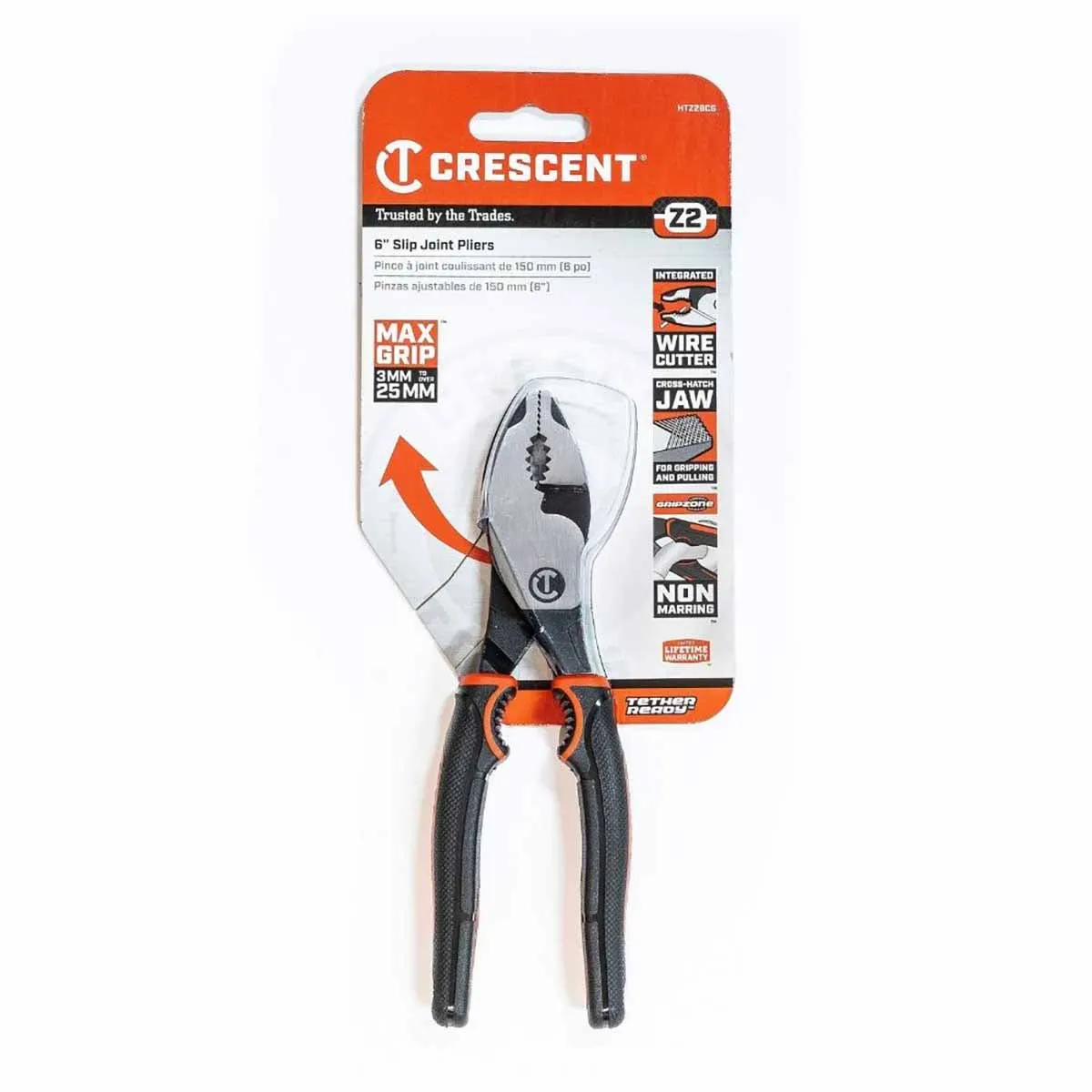 Crescent HTZ26CG 6" Z2 Dual Material Slip Joint Pliers