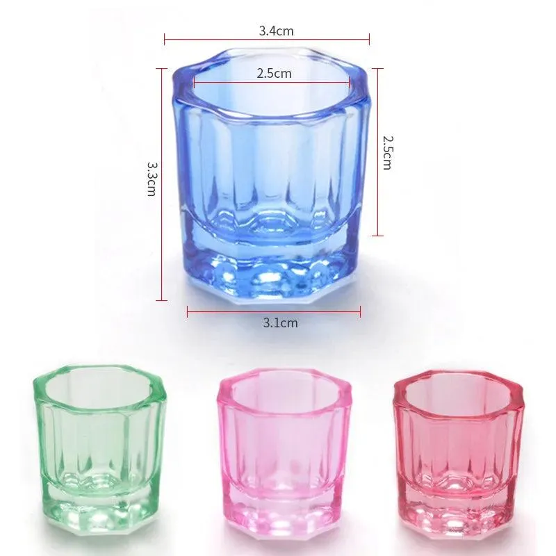 Crystal Glass Nail Cup Set: Stylish Nail Art Tool for Acrylic Powder