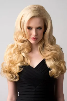 Curly blonde half wig hairpiece extension (3/4 wig), long: Meana